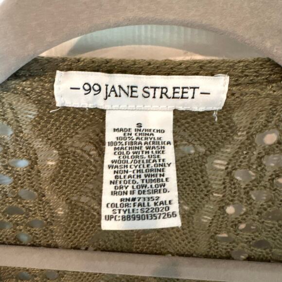 99 Jane Street Open Front Cardigan Olive Green Small - Picture 3 of 12
